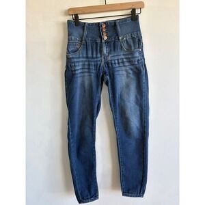 Always Friday Womens High Waisted Skinny Jeans Blue 4 Button Fly Size 5